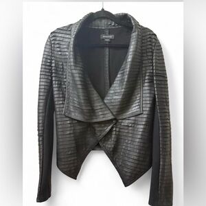 Marciano Black Textured Lambs Skin Leather Jacket